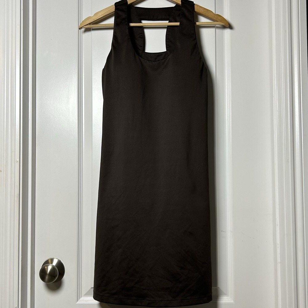 Athleta Chocolate‎ Brown Built-In Bra Sleeveless Active Dress Sporty Chic Style